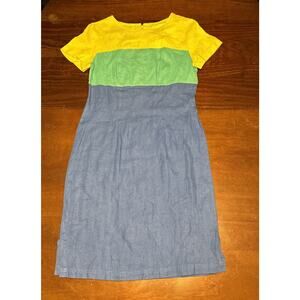 Melissa Collection Linen Dress Color-block Sheath Sz 6 Vintage
